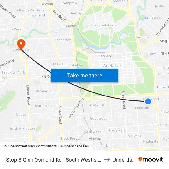 Stop 3 Glen Osmond Rd - South West side to Underdale map