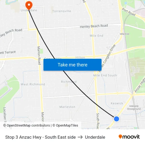 Stop 3 Anzac Hwy - South East side to Underdale map