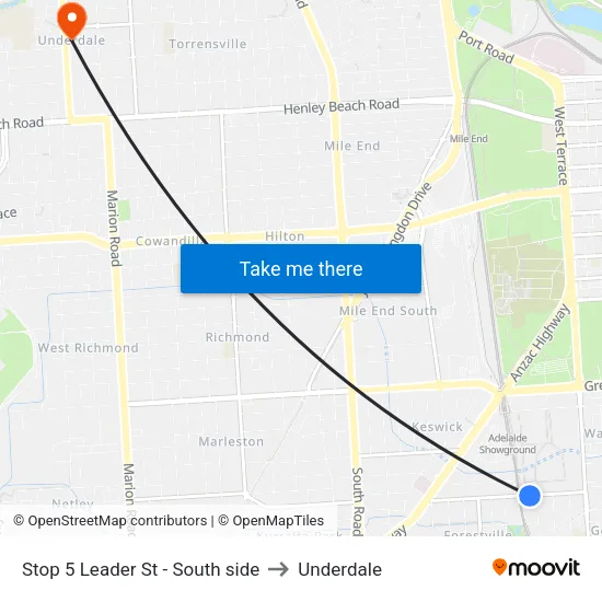 Stop 5 Leader St - South side to Underdale map