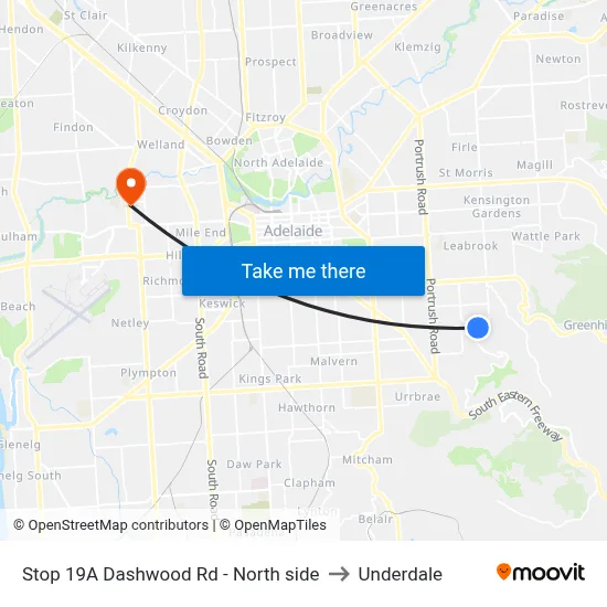 Stop 19A Dashwood Rd - North side to Underdale map