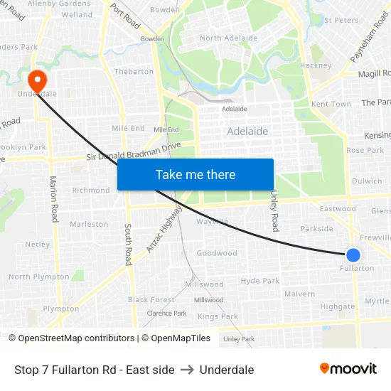 Stop 7 Fullarton Rd - East side to Underdale map
