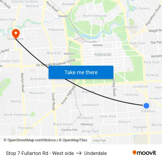 Stop 7 Fullarton Rd - West side to Underdale map