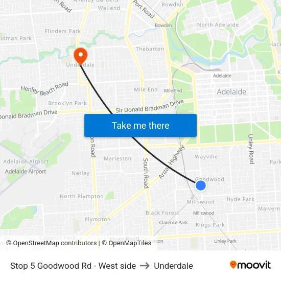 Stop 5 Goodwood Rd - West side to Underdale map