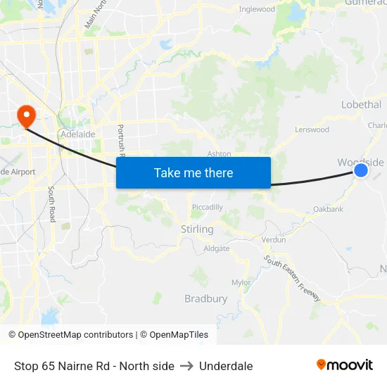 Stop 65 Nairne Rd - North side to Underdale map