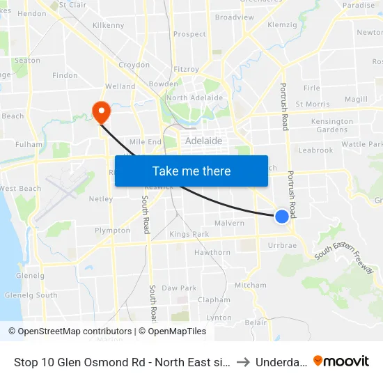 Stop 10 Glen Osmond Rd - North East side to Underdale map