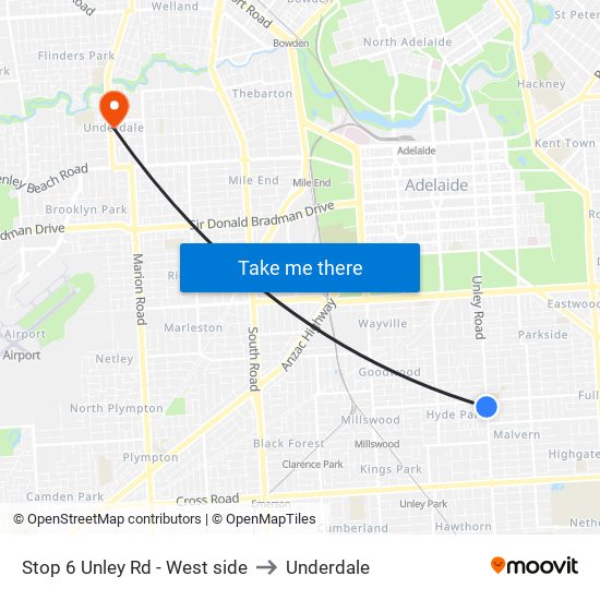 Stop 6 Unley Rd - West side to Underdale map