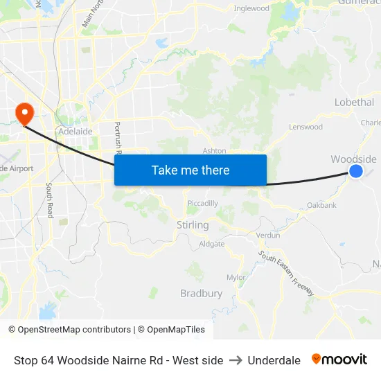 Stop 64 Woodside Nairne Rd - West side to Underdale map