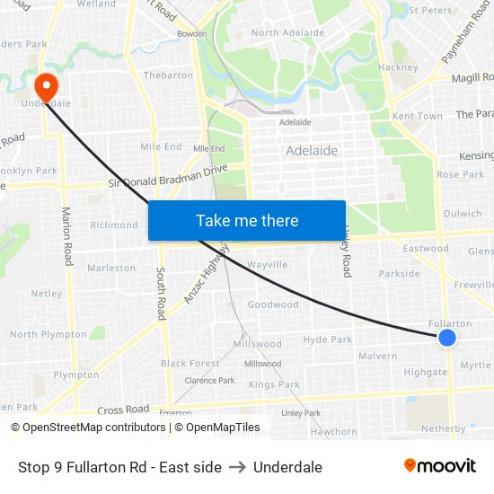 Stop 9 Fullarton Rd - East side to Underdale map