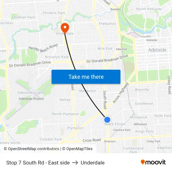 Stop 7 South Rd - East side to Underdale map