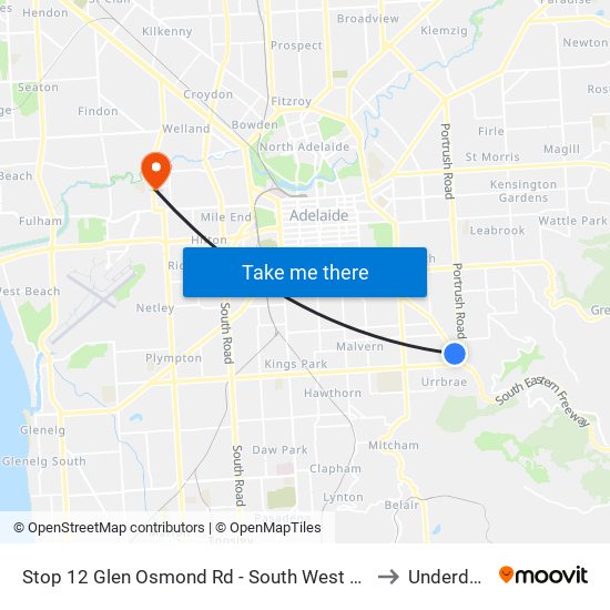 Stop 12 Glen Osmond Rd - South West side to Underdale map