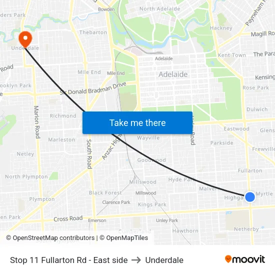Stop 11 Fullarton Rd - East side to Underdale map