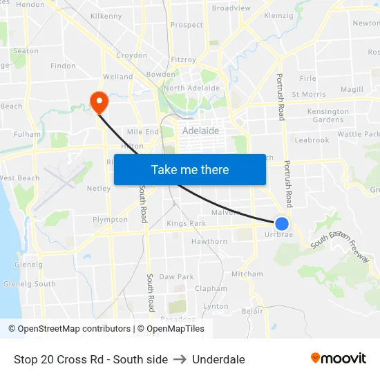 Stop 20 Cross Rd - South side to Underdale map