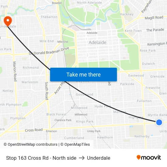 Stop 163 Cross Rd - North side to Underdale map