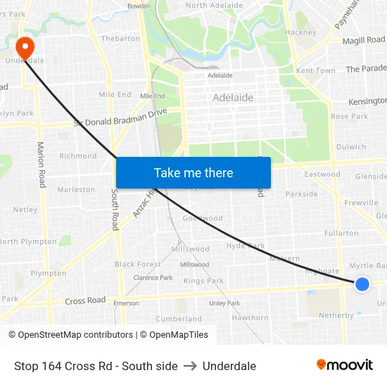 Stop 164 Cross Rd - South side to Underdale map