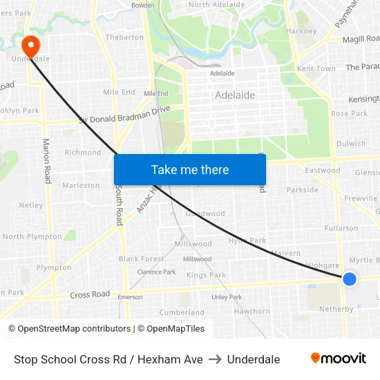 Stop School Cross Rd / Hexham Ave to Underdale map