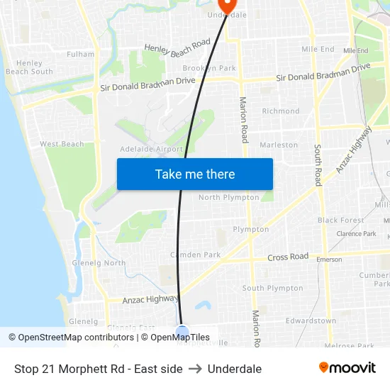 Stop 21 Morphett Rd - East side to Underdale map