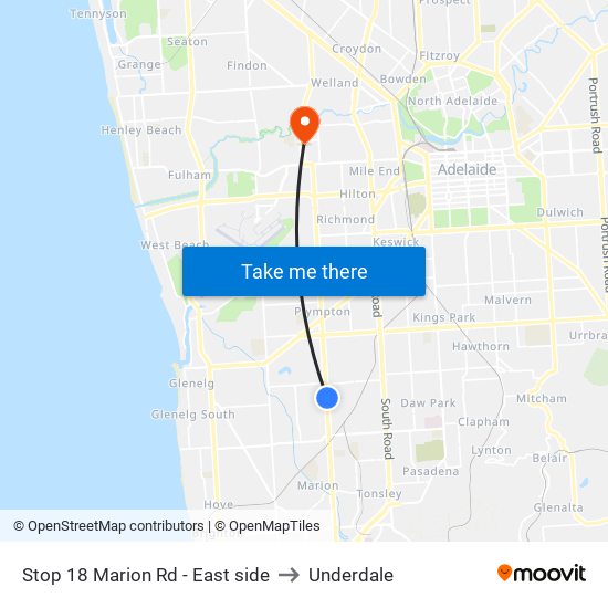 Stop 18 Marion Rd - East side to Underdale map