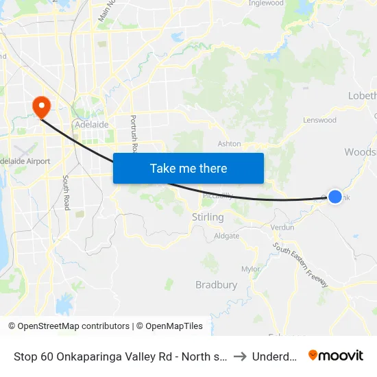 Stop 60 Onkaparinga Valley Rd - North side to Underdale map
