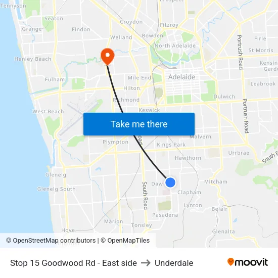 Stop 15 Goodwood Rd - East side to Underdale map
