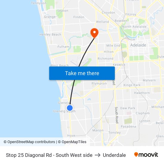 Stop 25 Diagonal Rd - South West side to Underdale map