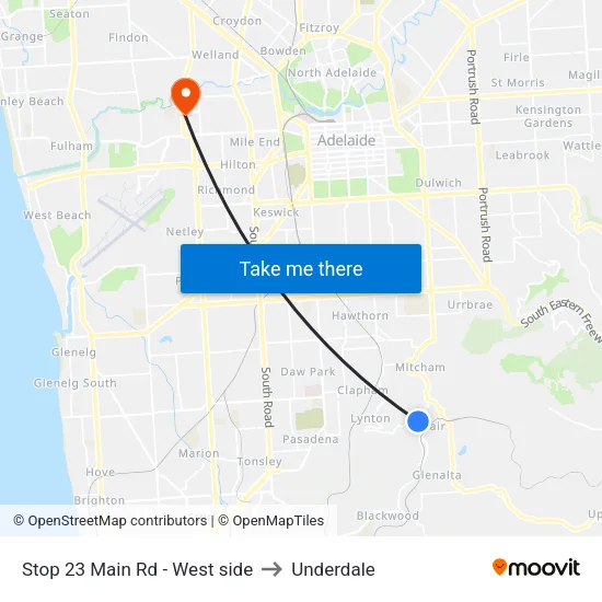 Stop 23 Main Rd - West side to Underdale map