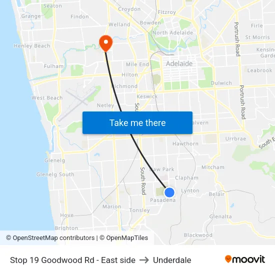 Stop 19 Goodwood Rd - East side to Underdale map