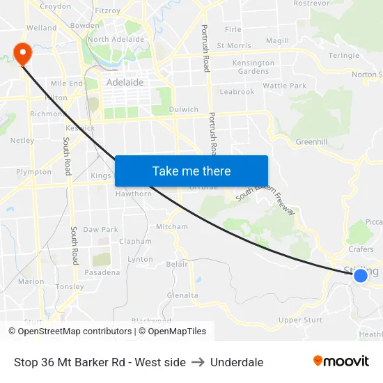 Stop 36 Mt Barker Rd - West side to Underdale map