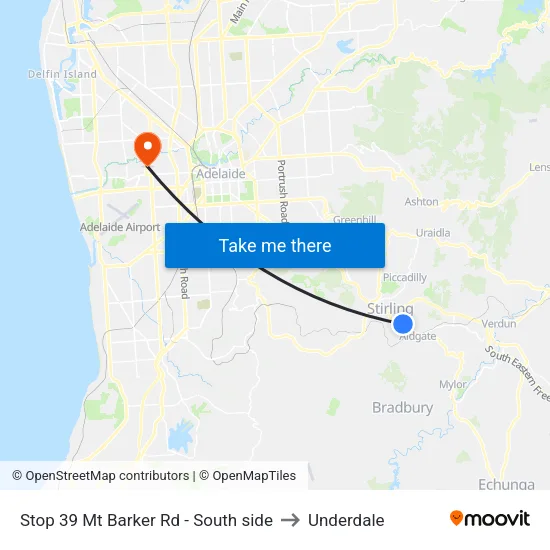 Stop 39 Mt Barker Rd - South side to Underdale map
