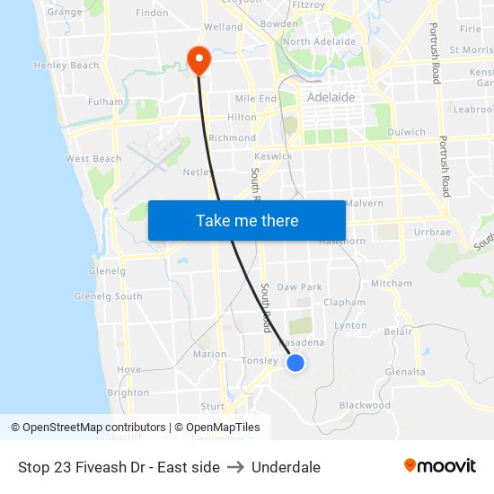 Stop 23 Fiveash Dr - East side to Underdale map