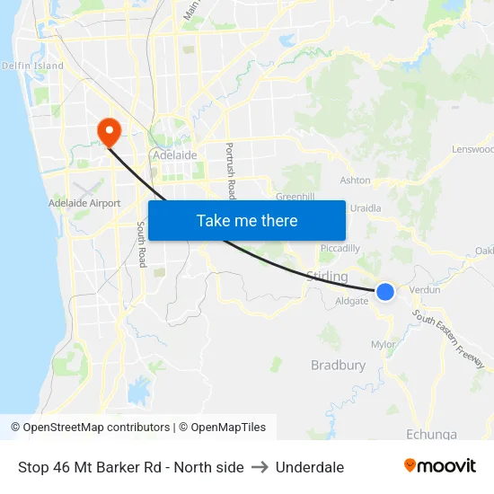 Stop 46 Mt Barker Rd - North side to Underdale map