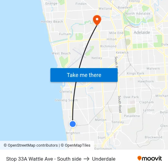 Stop 33A Wattle Ave - South side to Underdale map