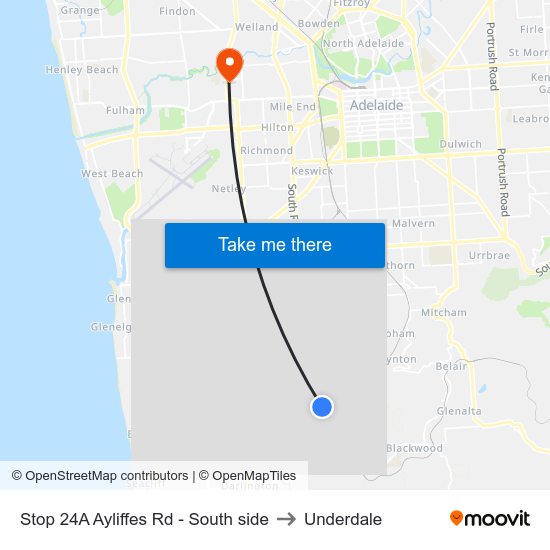 Stop 24A Ayliffes Rd - South side to Underdale map