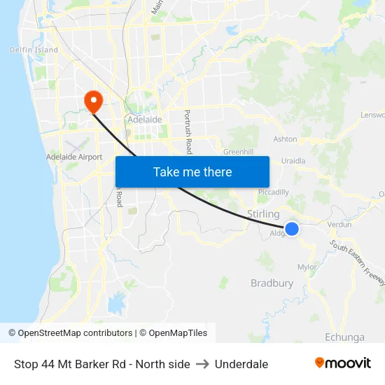 Stop 44 Mt Barker Rd - North side to Underdale map