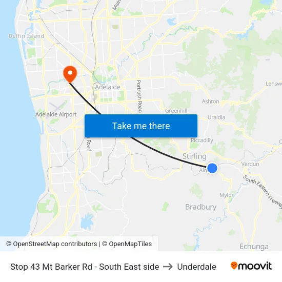 Stop 43 Mt Barker Rd - South East side to Underdale map