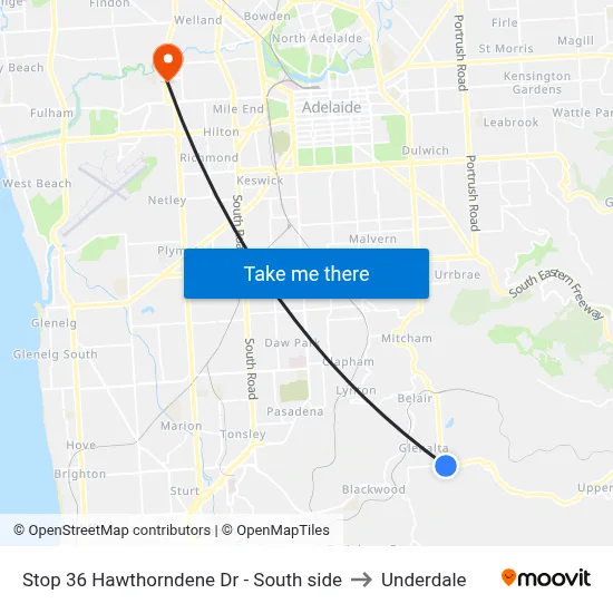 Stop 36 Hawthorndene Dr - South side to Underdale map