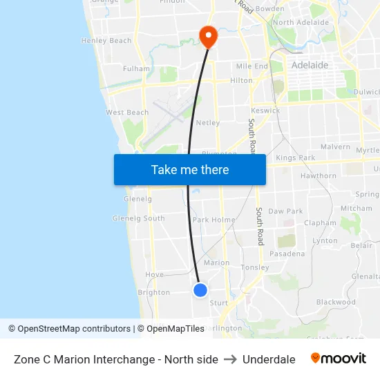 Zone C Marion Interchange - North side to Underdale map