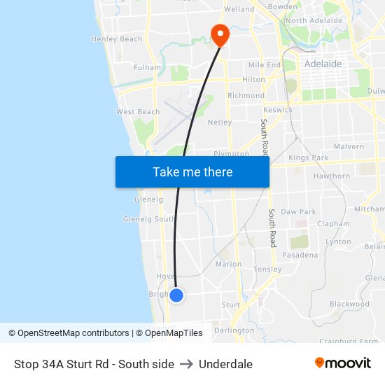 Stop 34A Sturt Rd - South side to Underdale map