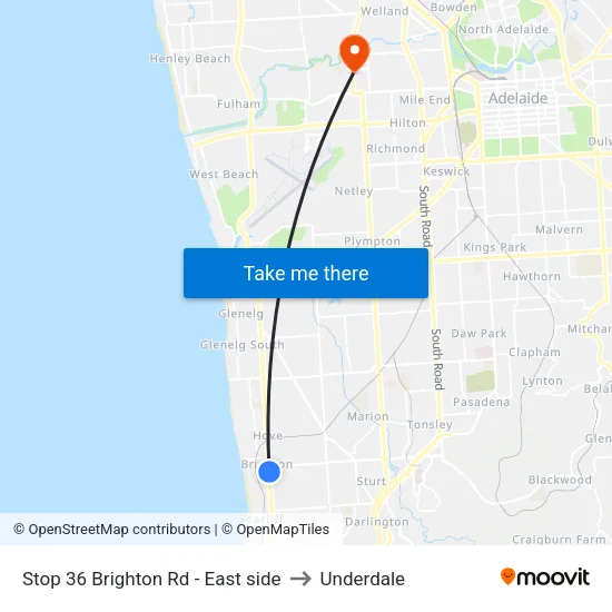 Stop 36 Brighton Rd - East side to Underdale map