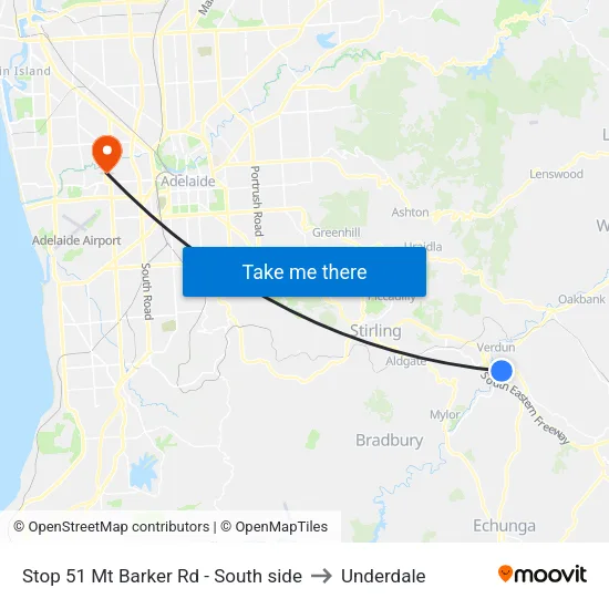 Stop 51 Mt Barker Rd - South side to Underdale map