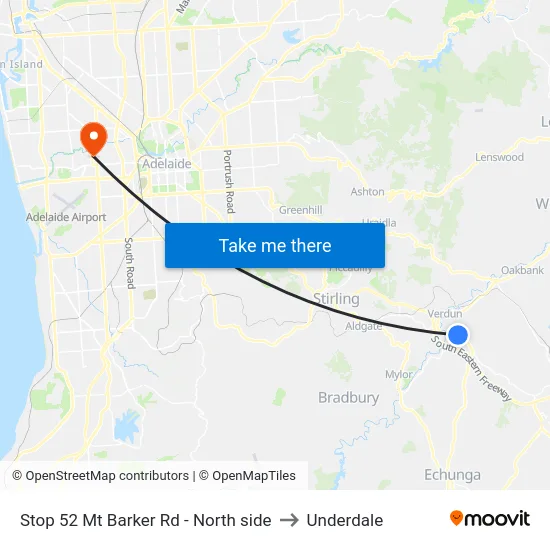 Stop 52 Mt Barker Rd - North side to Underdale map