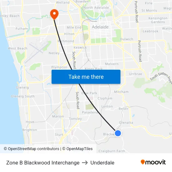 Zone B Blackwood Interchange to Underdale map