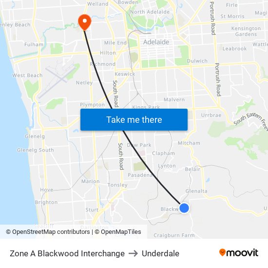 Zone A Blackwood Interchange to Underdale map