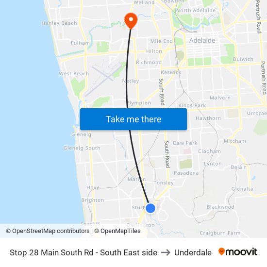 Stop 28 Main South Rd - South East side to Underdale map