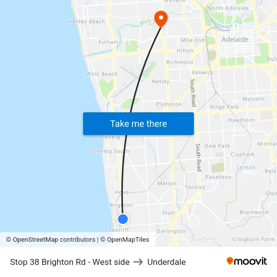 Stop 38 Brighton Rd - West side to Underdale map