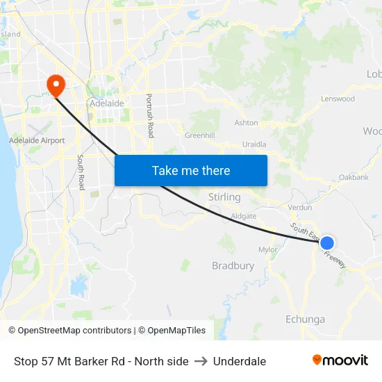 Stop 57 Mt Barker Rd - North side to Underdale map