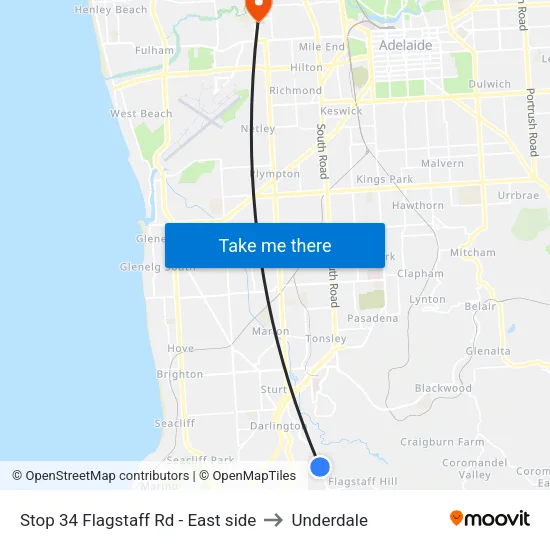 Stop 34 Flagstaff Rd - East side to Underdale map