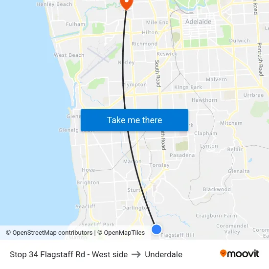 Stop 34 Flagstaff Rd - West side to Underdale map