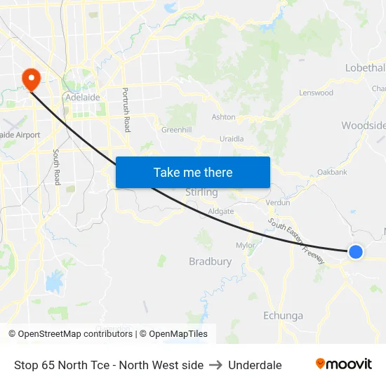 Stop 65 North Tce - North West side to Underdale map