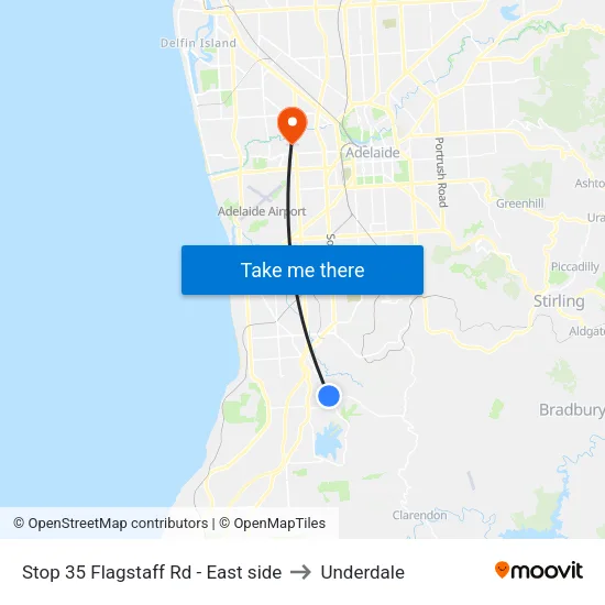 Stop 35 Flagstaff Rd - East side to Underdale map