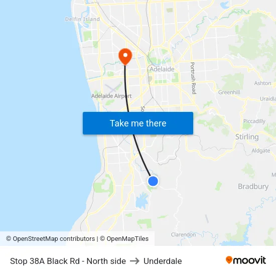 Stop 38A Black Rd - North side to Underdale map